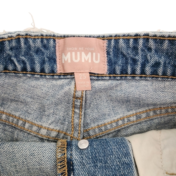 Show Me Your MuMu Blue Distressed Jean Shorts - Picture 3 of 7